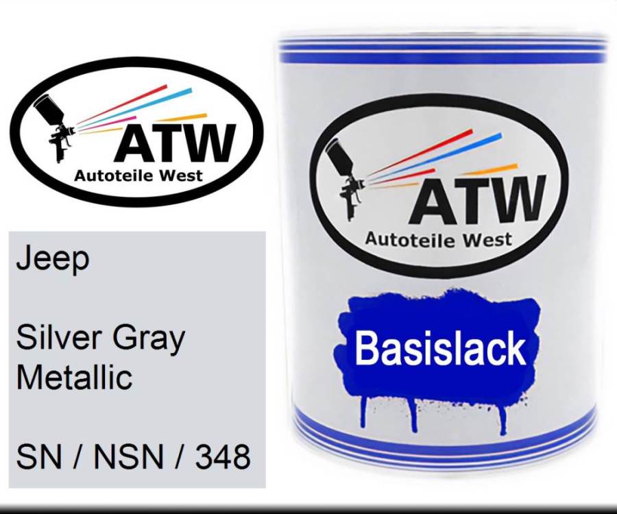 Jeep, Silver Gray Metallic, SN / NSN / 348: 1L Lackdose, von ATW Autoteile West.